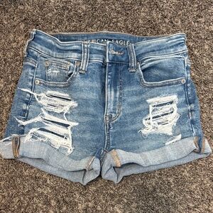 American Eagle Outfitters Women's Distressed Blue Jean Shorts